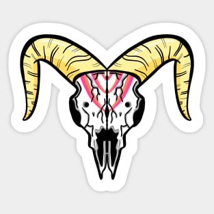 Animal Ram Skull Mascot Logo Illustration Cartoon Pink Sticker